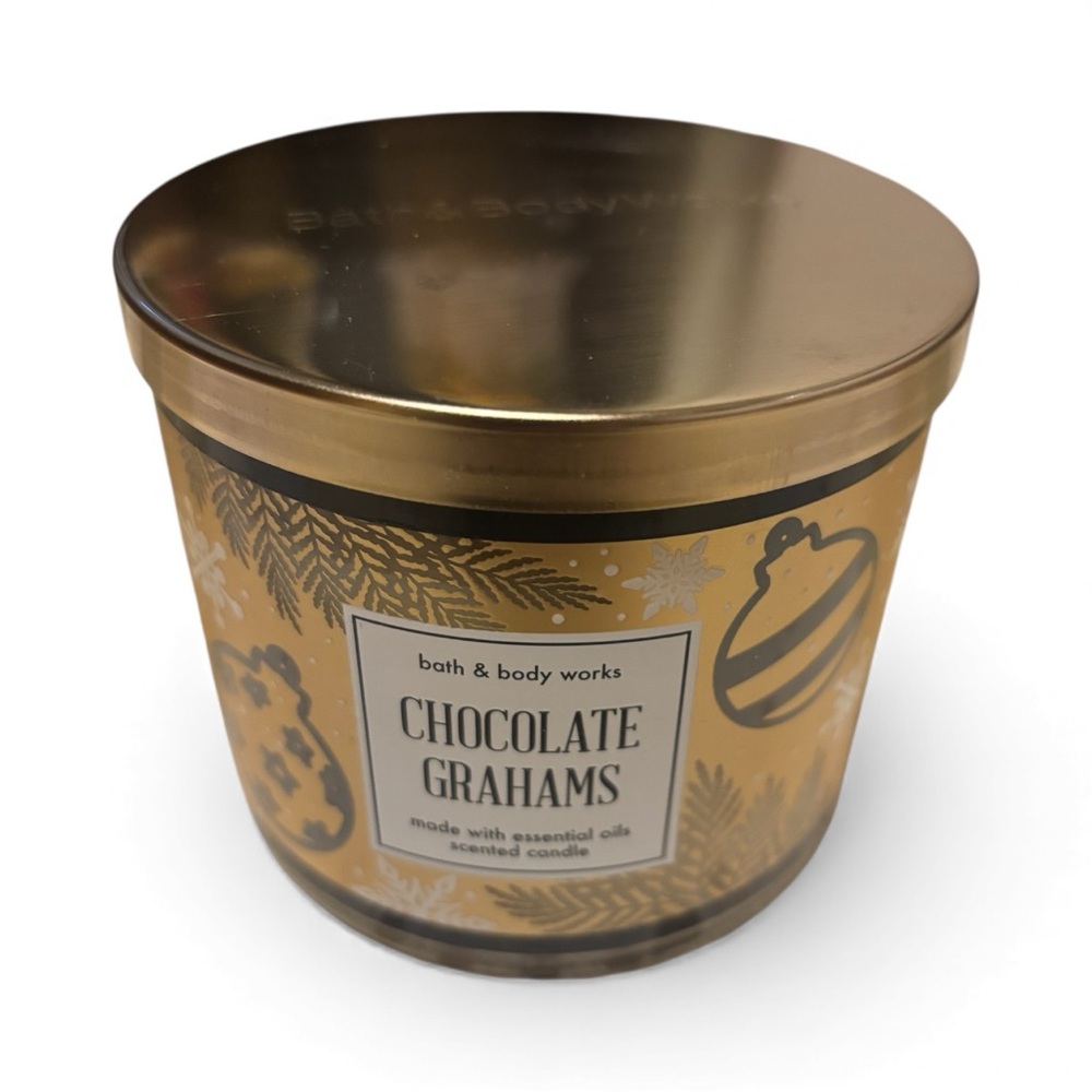 Bath & Body Works Chocolate Grahams Candle 3 wick NIB Holiday - Picture 2 of 3